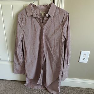 J.Crew Factory, Burgundy Stripe Long Button Down